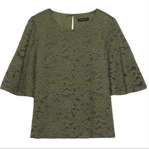 Banana Republic Olive lace flair Top